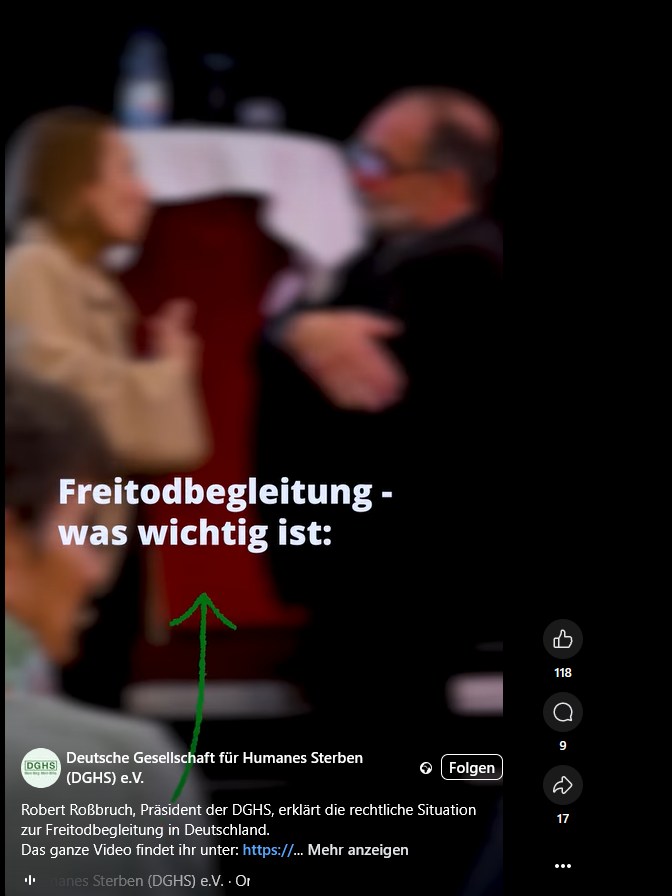 facebook-Bild zum Vortrag über Freitodbegleitung